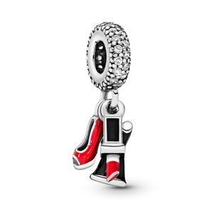 Stiletto, lipstick, and dress Pandora charm.